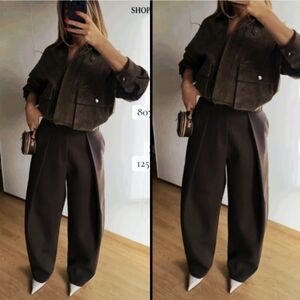 Zara PLEATED BALLOON PANTS SIZE L